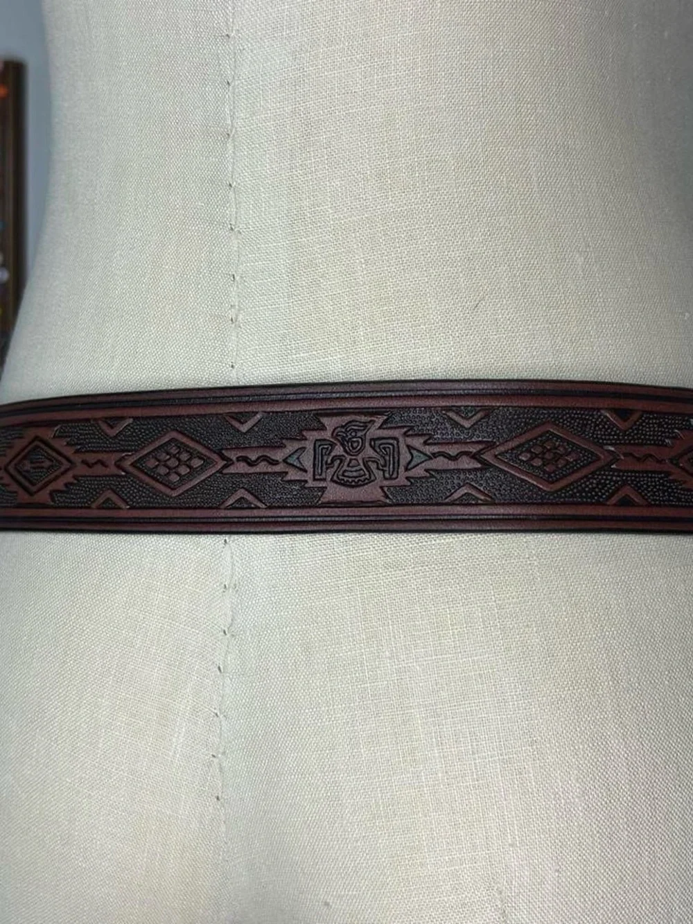 Men's Western Brown Embossed Leather Cowboy Belt with Silver Buckle
